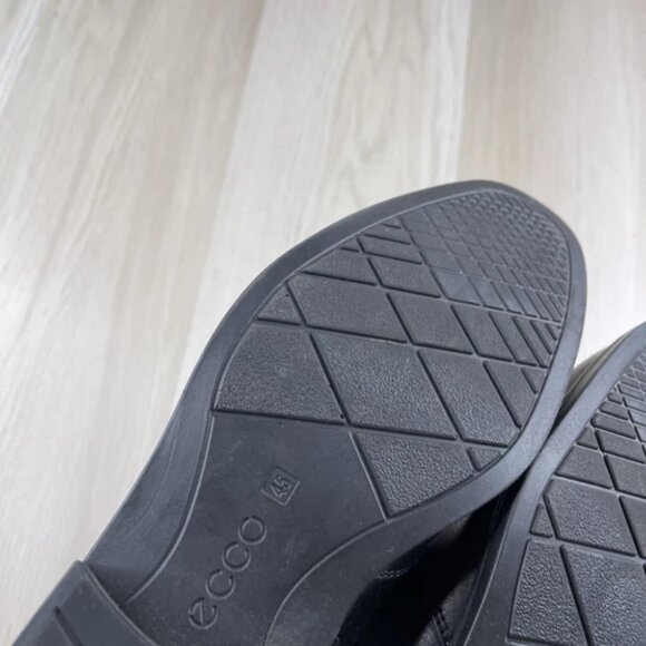 Ecco Mens Black Shoes Size 45 Leather Loafer Slip On - Picture 12 of 12